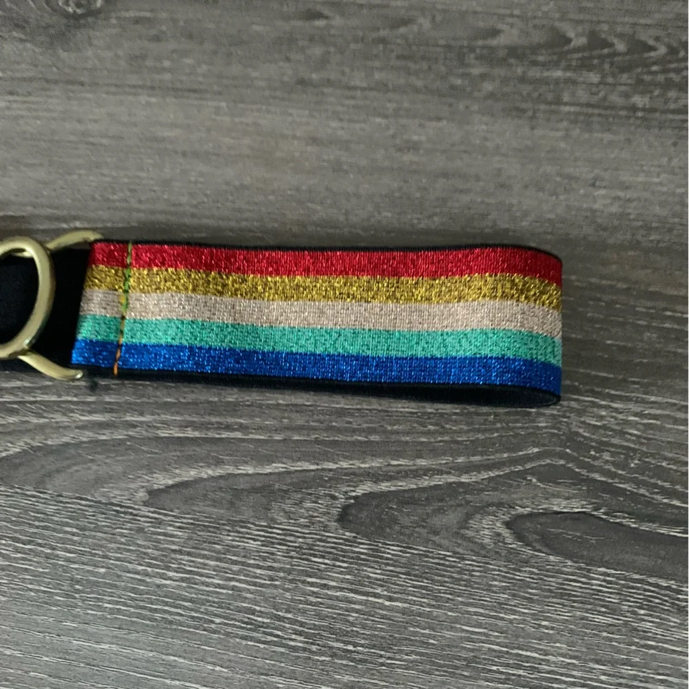 Wild Fable Rainbow Metallic Belt S Stretch Gold Glitter Pride